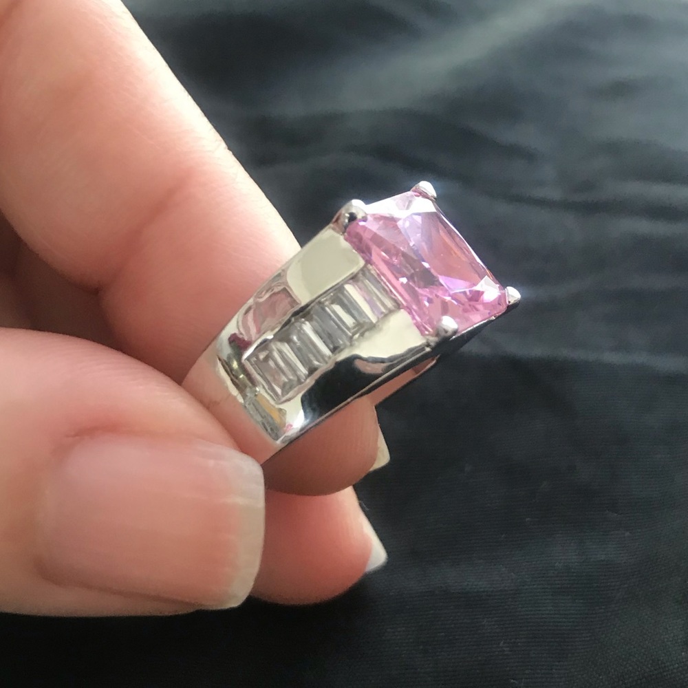 Pink Power Cocktail Ring with CZ - Size 8